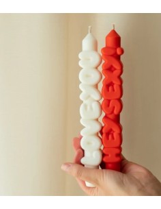 CandleHand Taper SET ""Love 2"", White - Orange