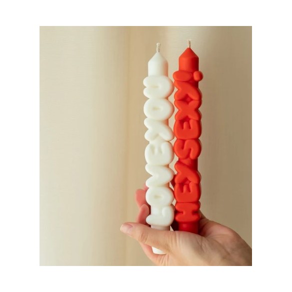 CandleHand Taper SET ""Love 2"", White - Orange