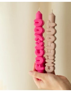 CandleHand Taper SET ""Bold 1"", Pink - Cream