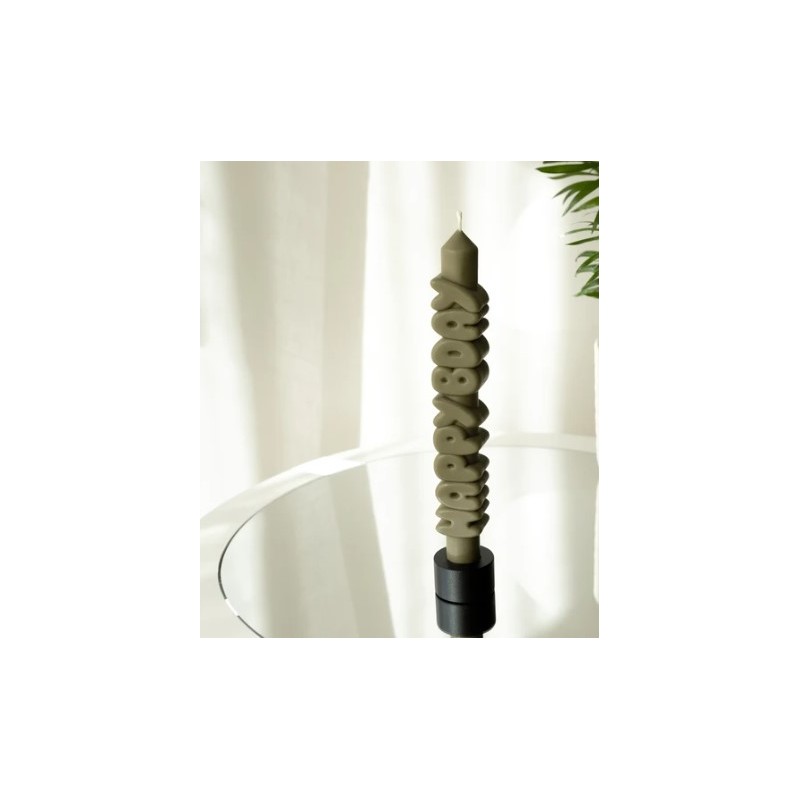 CandleHand Taper SET ""Happy Bday 1"", Olive - Whi