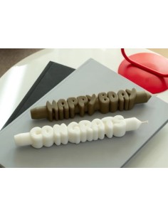 CandleHand Taper SET ""Happy Bday 1"", Olive - Whi