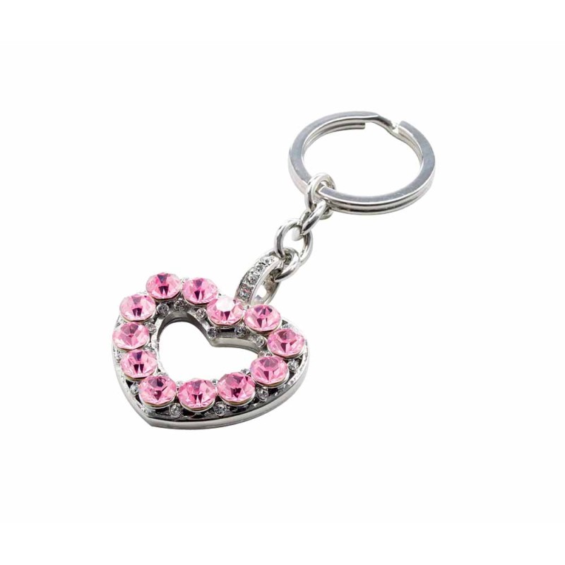 P/CHIAVE CUORE STRASS ROSA
