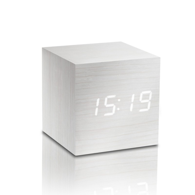 CUBE CLICK  CLOCK, White / White Led