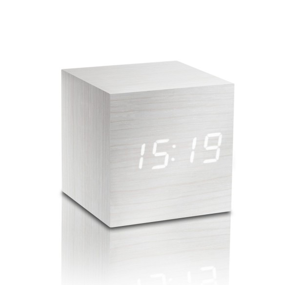 CUBE CLICK  CLOCK, White / White Led