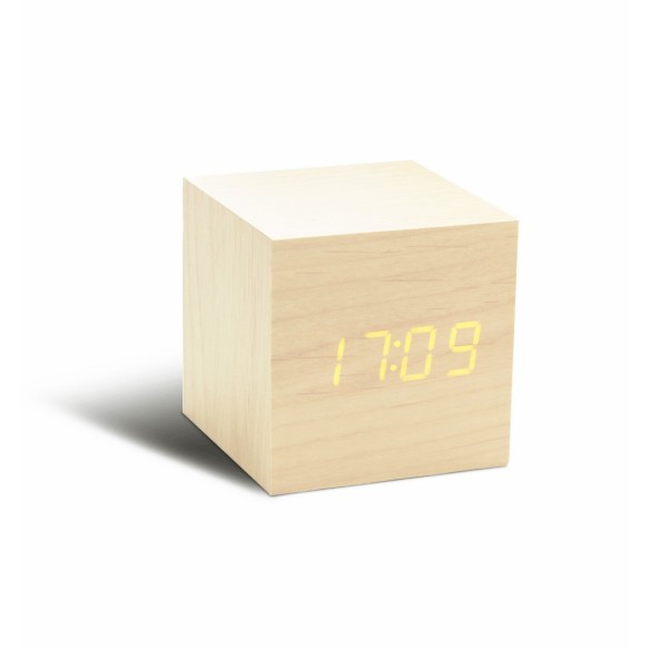 CUBE CLICK  CLOCK, Maple / Orange Led