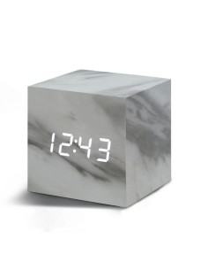 CUBE CLICK  CLOCK, Marble / White Led
