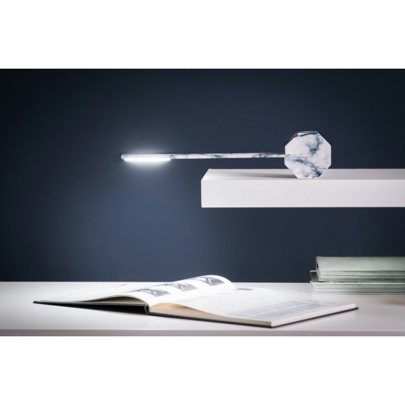 OCTAGON ONE RECHARGEABLE DESK LIGHT, White Marble