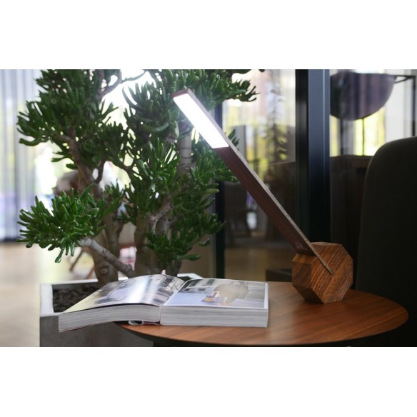 OCTAGON ONE RECHARGEABLE DESK LIGHT, Walnut