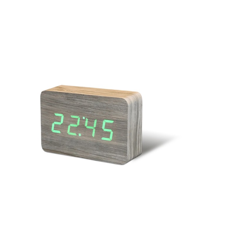 BRICK CLICK CLOCK, Ash / Green Led