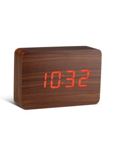 BRICK CLICK CLOCK, Walnut / Red Led 2