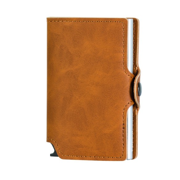PORTA CARTE EAZICARD PELLE SINTETICA, Brown/Silver
