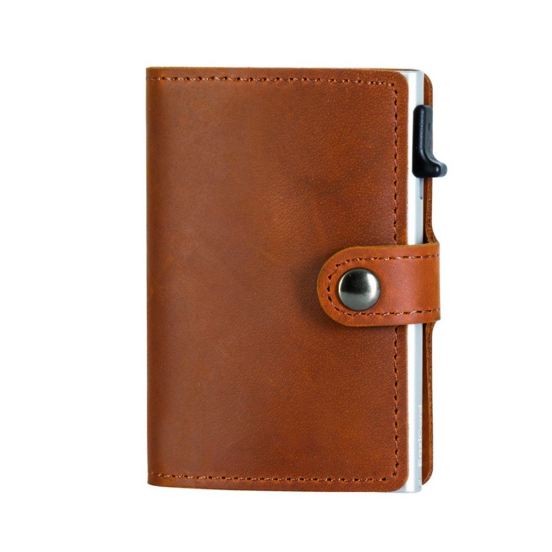 PORTA CARTE EAZICARD PELLE, Brown/Silver