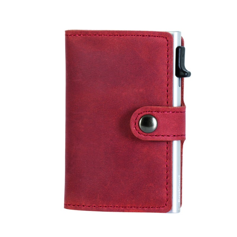 PORTA CARTE EAZICARD PELLE, Red/Silver