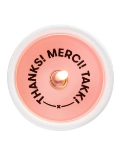 Candela con messaggio Thanks! Merci! Takk! 