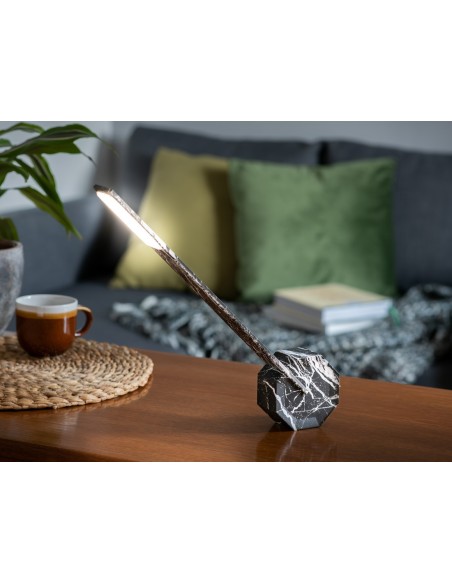 OCTAGON ONE RECHARGEABLE DESK LIGHT, Black Marble
